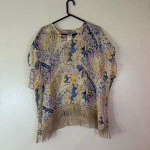 Chico's Vibrant Patterned Fringe Tunic S/M